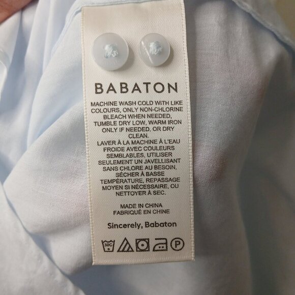 NWT Aritzia Babaton Marilyn Oversized Button-up Blouse in Glimmer Baby Blue XL - Picture 9 of 10